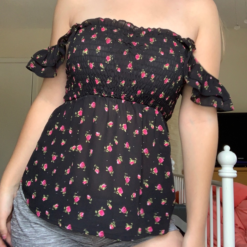 Black floral off the shoulder